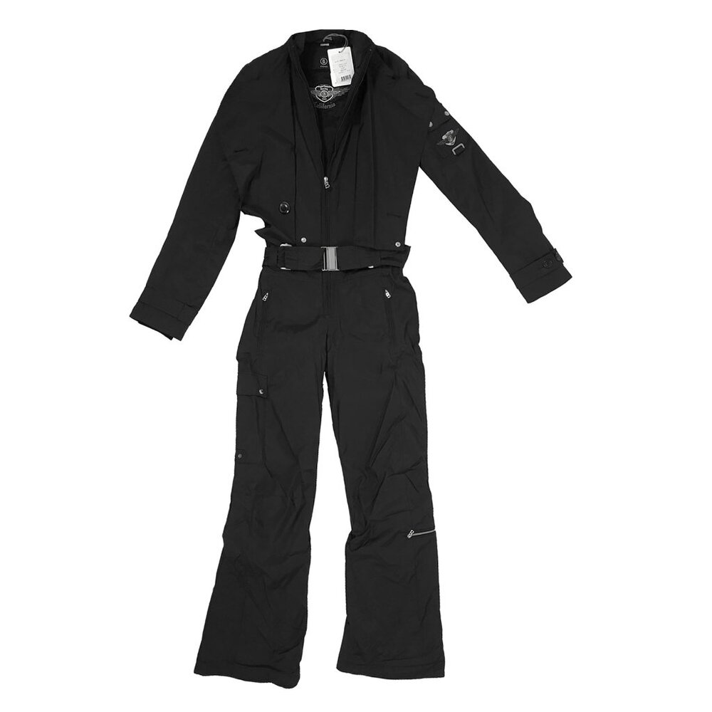 NEW BOGNER ONE PIECE SKI SUIT! 6 LONG BLACK RUCHED LEGS BOGNER MOTO RACING PATCH